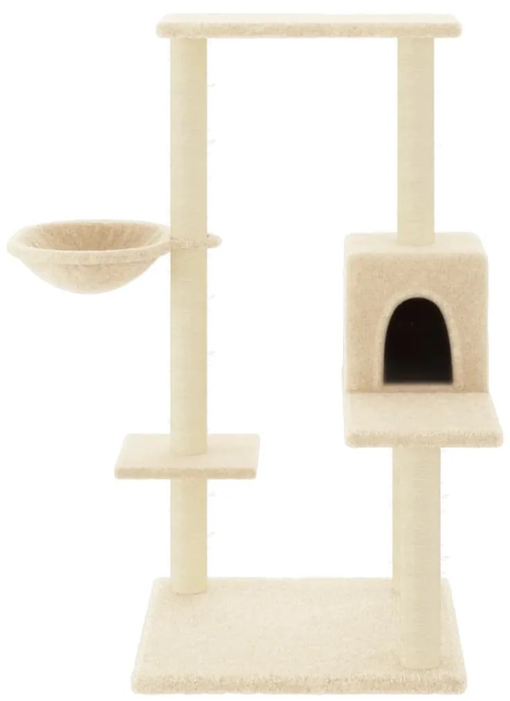 Albero per gatti con tiragraffi in sisal crema 95 cm