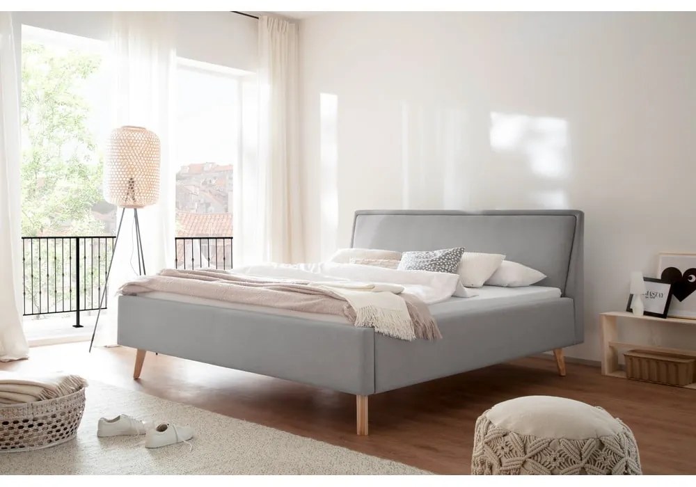 Letto matrimoniale imbottito grigio chiaro rete non inclusa 160x200 cm Frieda – Meise Möbel