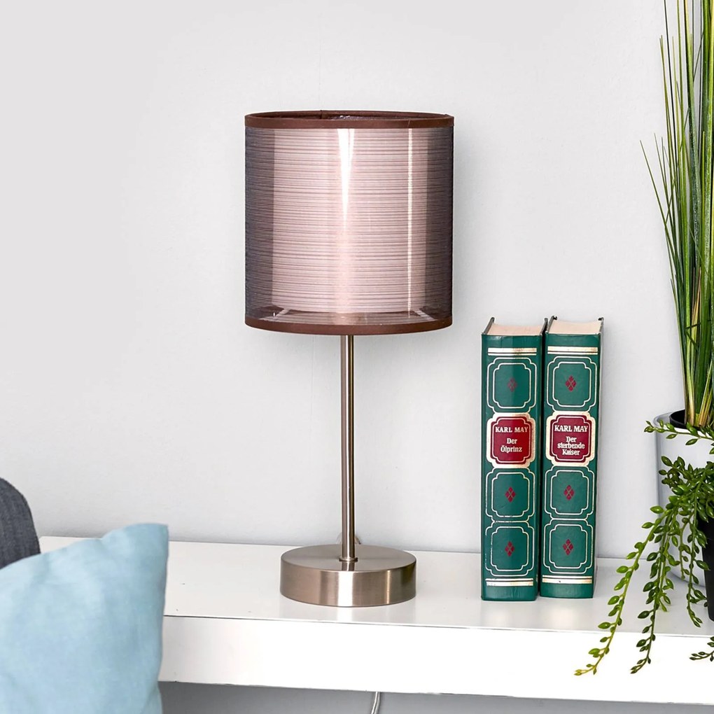 Lindby Lampada da comodino Nica con paralume marrone