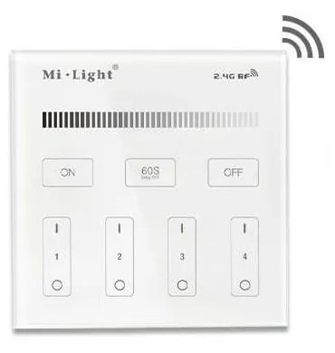 Pannello Full Touch WiFi Dimmer 4-Zone, base magnetica - White Colore del corpo Bianco