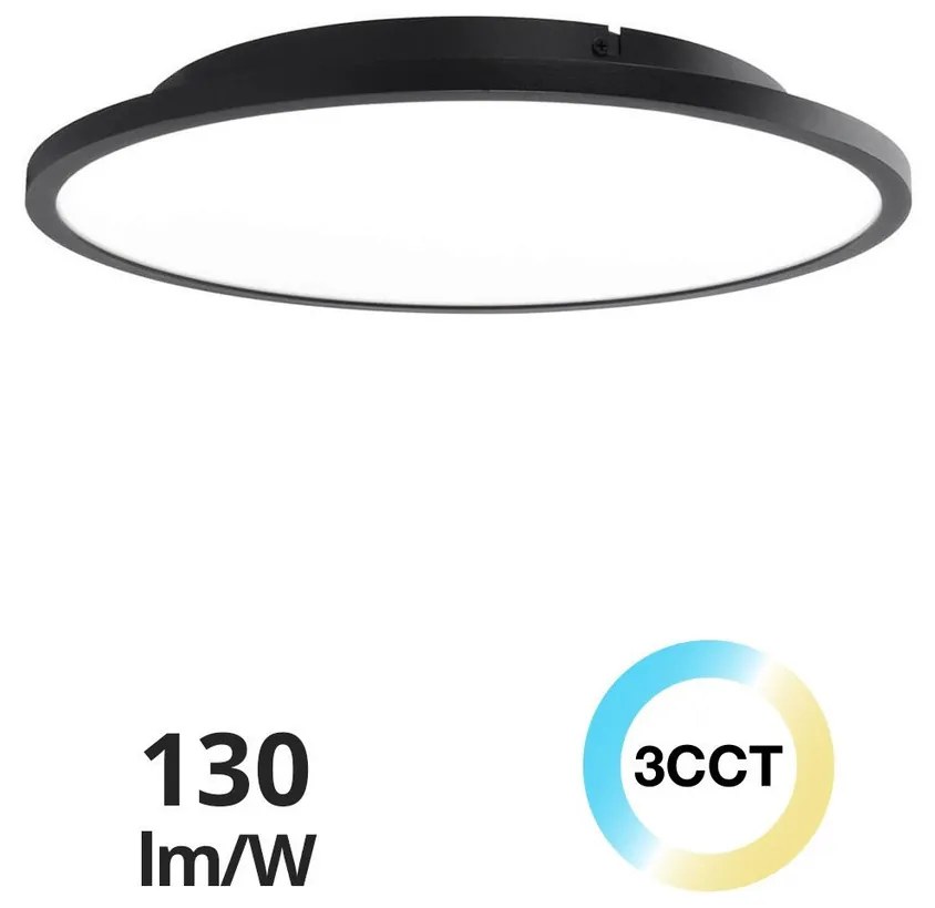 Plafoniera LED 36W Ø400mm con driver Philips Nera 4.680lm CCT