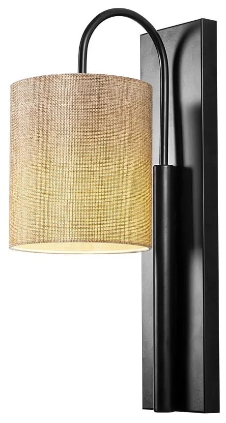 Lampada da parete in metallo nero con paralume marrone chiaro Opviq luci Julia - Opviq lights