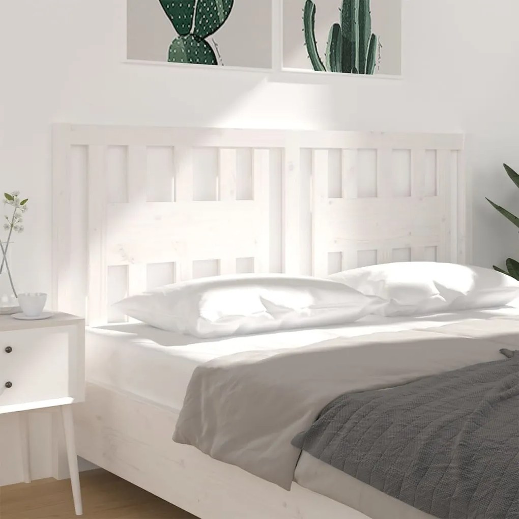 Testiera per letto bianca 141x4x100cm in legno massello di pino