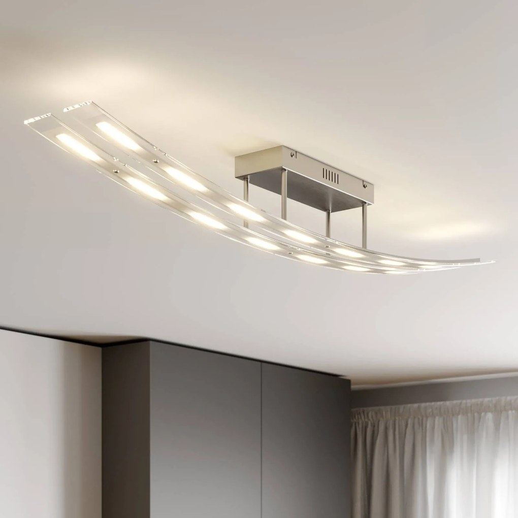 Lindby Plafoniera LED Jarda, vetro, 134 cm di lunghezza, dimmerabile