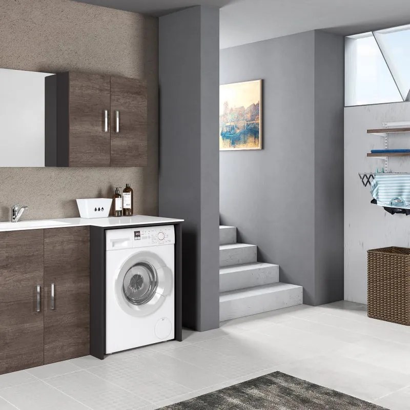 Lavatoio per bucato in resina bianco Desi con due profondità vasca sinistra L141 P51 E P68 cm