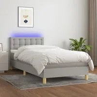 Letto a Molle Materasso e LED Grigio Chiaro 90x200 cm Tessuto cod mxl 63346