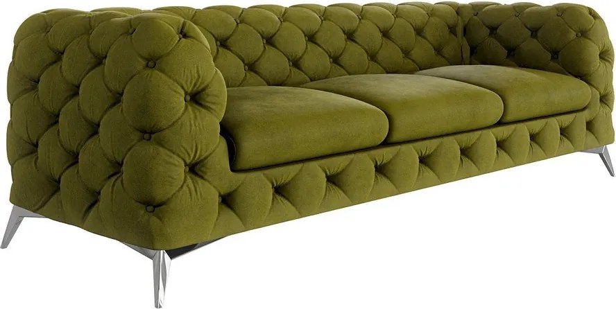 Divano verde con rivestimento in velluto 243 cm Chelsea – Ropez