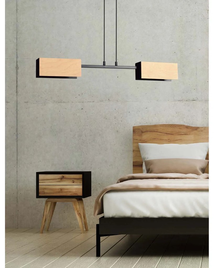 Lampadario Minimal Sarutahiko Acciaio Nero 2 Luci E27 Ip20