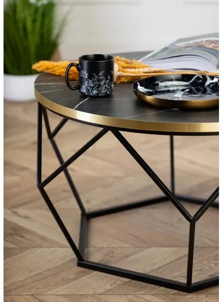 Tavolino DIAMOND 40x70 cm nero/oro