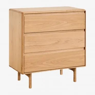 Cassettiera In Legno Treveris A 3 Cassetti Marrone Quercia - Sklum