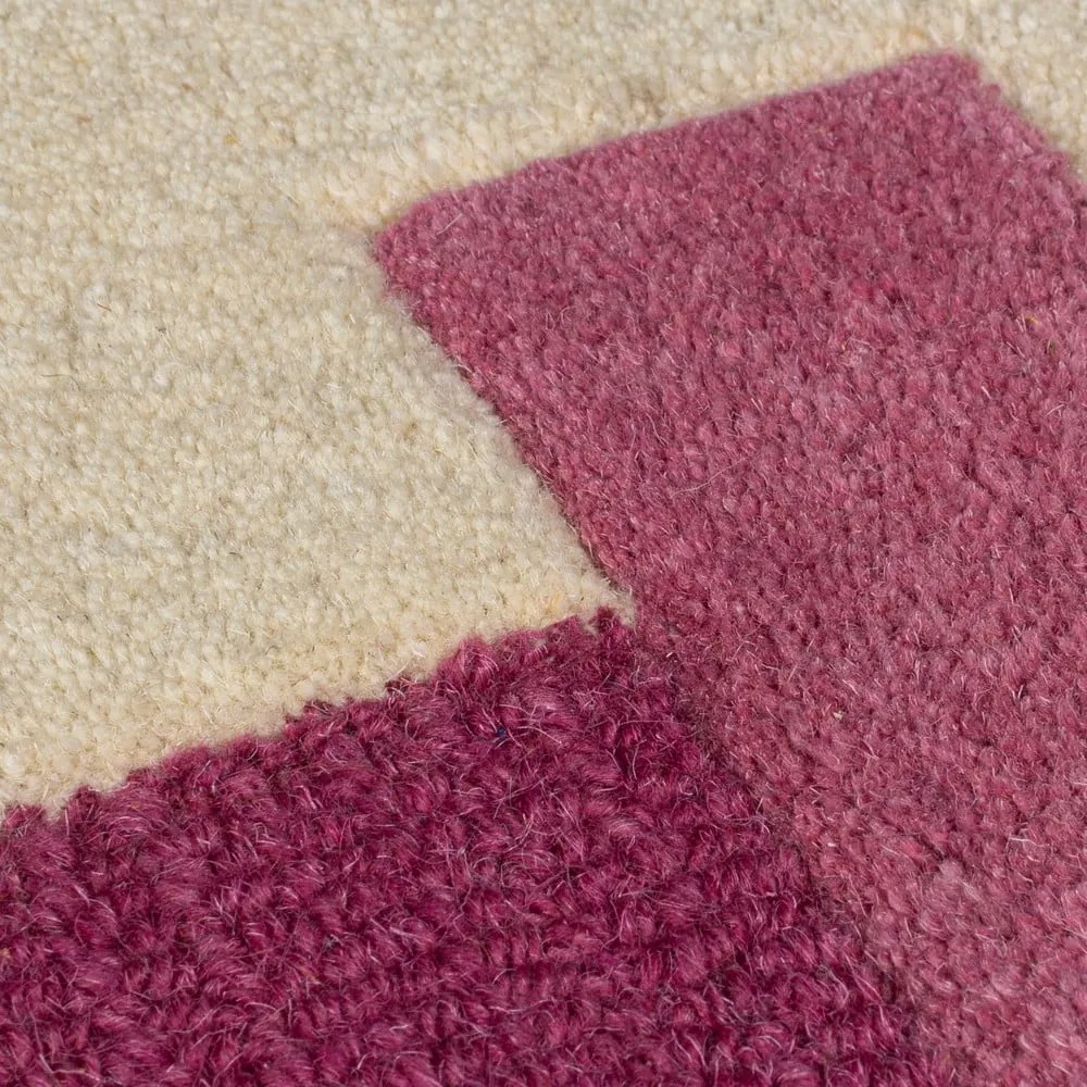 Tappeto in lana giallo e rosa tessuto a mano 120x170 cm Kai Wool Border - Flair Rugs