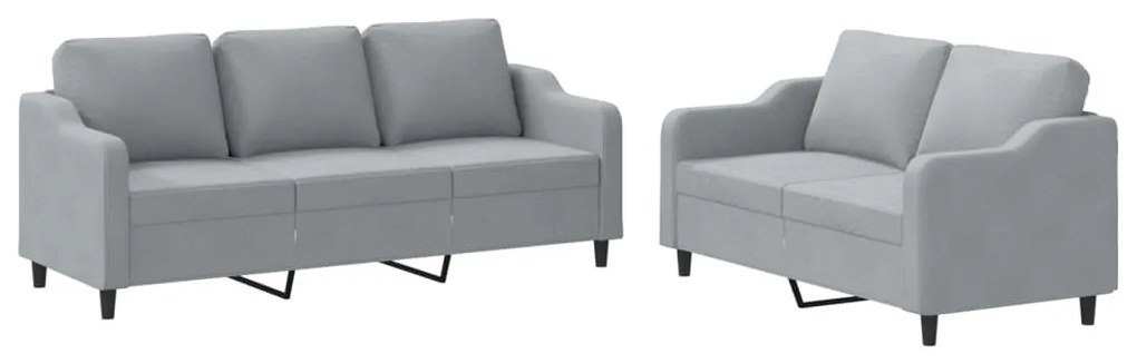 Set di divani 2 pz con cuscini grigio chiaro in tessuto