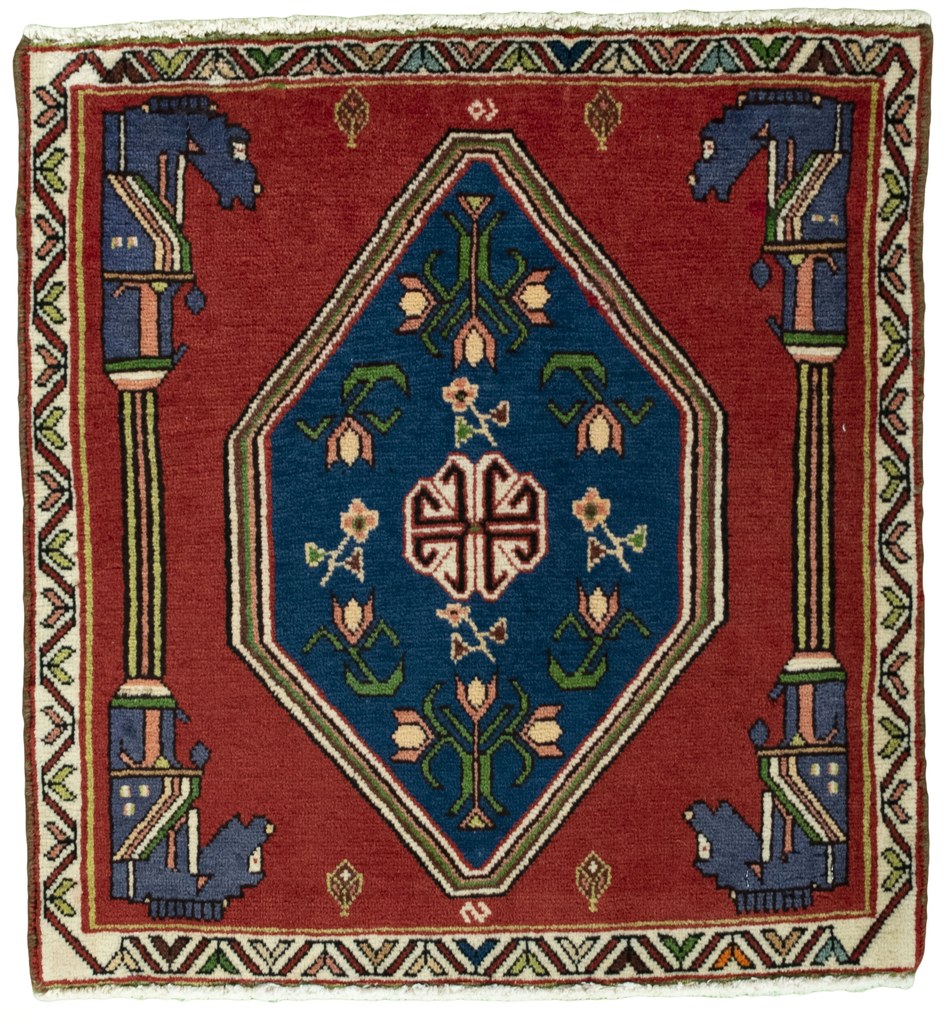 Shiraz Tappeto persiano 70x60 Rosso (Iran) Annodato A Mano