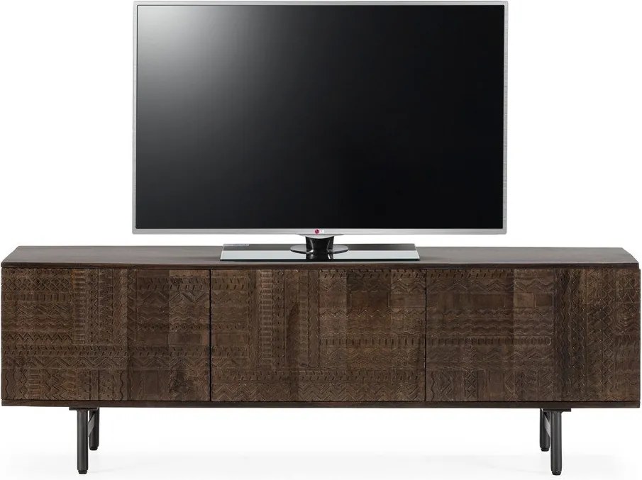 Mobile TV marrone scuro in mango massiccio 145x48x40 cm Kalai – MOME