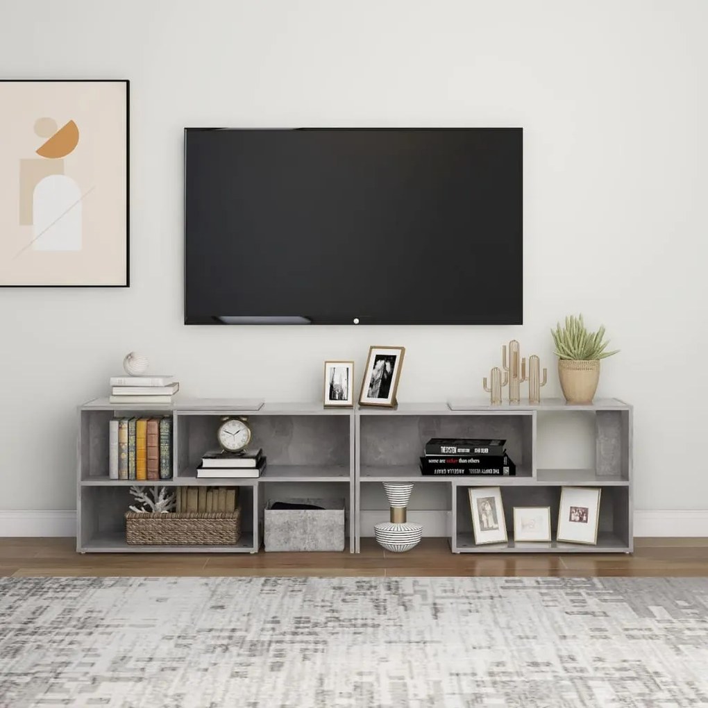 Mobile tv grigio cemento 149x30x52 cm in truciolato