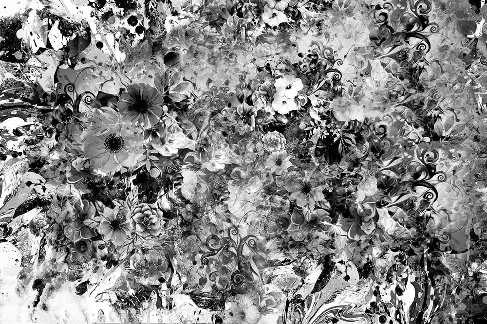 Carta da parati – Fiori in bianco e nero