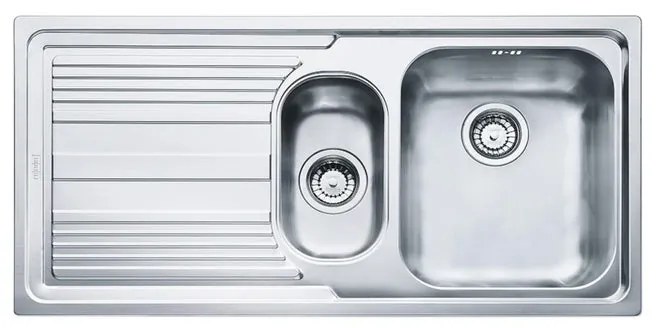 Lavello integrato 1.5 vasche con gocciolatoio a sinistra FRANKE Logica Line inox L 50 x L 100 cm argento