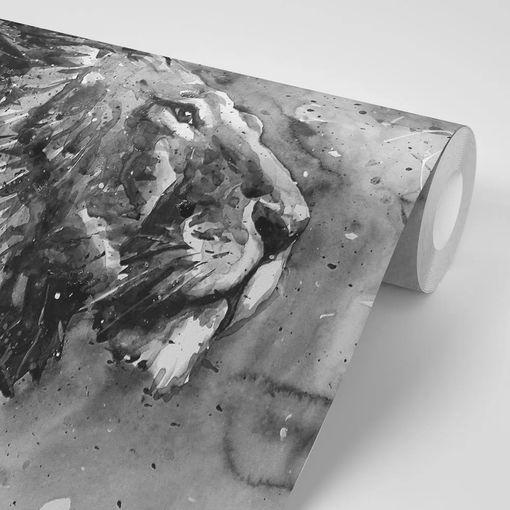 Carta da parati – Re degli animali in acquerello bianco e nero