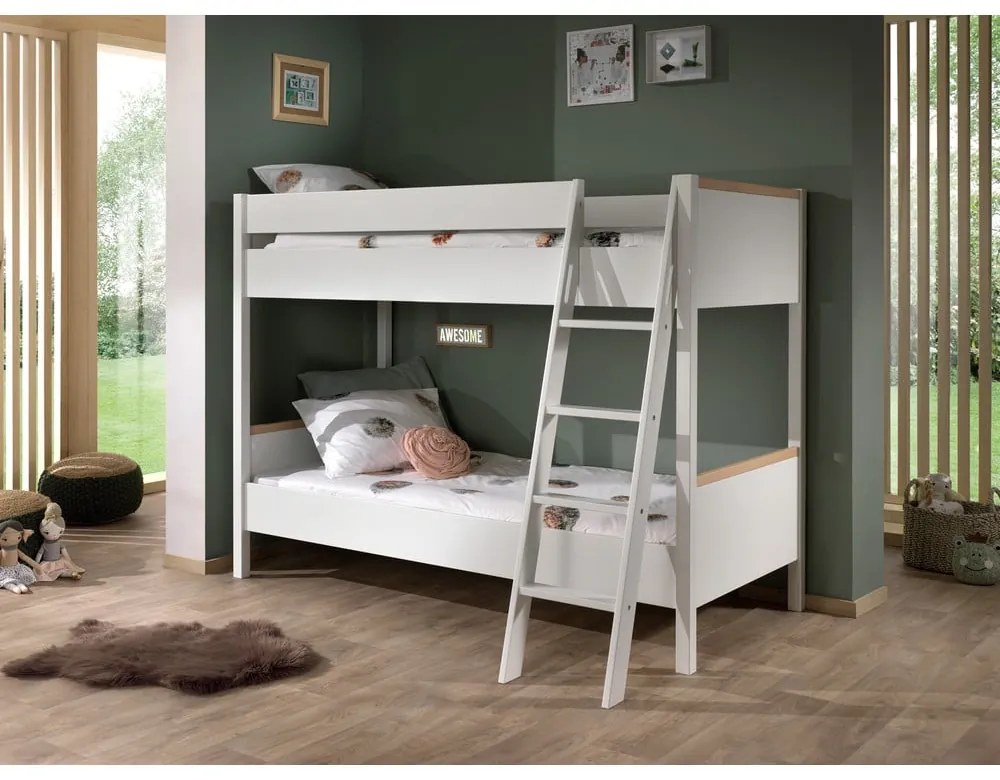 Letto a castello bianco per bambini , 90 x 200 cm London - Vipack