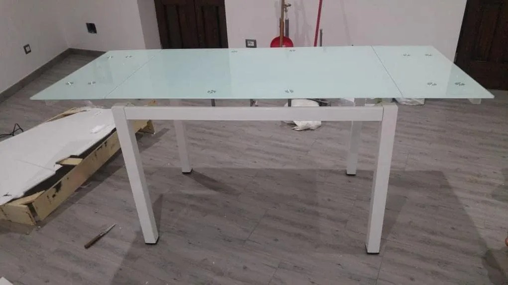 Tavolo da pranzo allungabile con piano in vetro 110 x 70