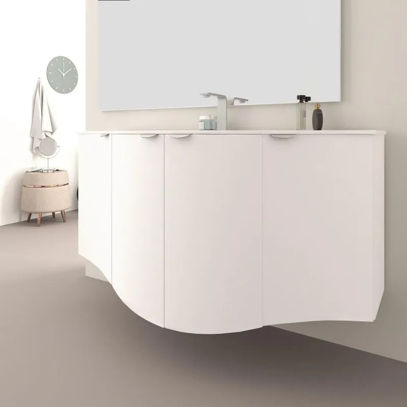 Mobile bagno sospeso con lavabo L 138 x H 70 x P 51 cm bianco opaco per vasca centrale Onda