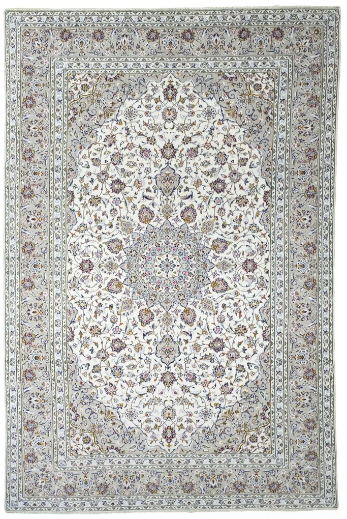 Kashan Tappeto 240x370 Beige (Iran) Annodato A Mano