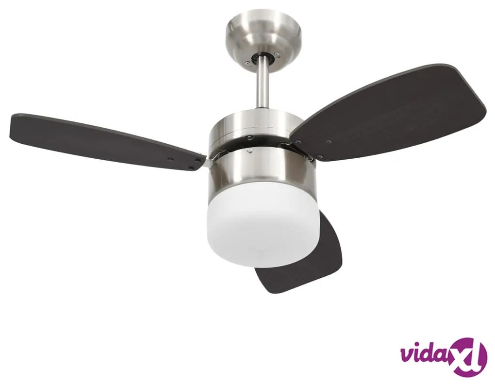vidaXL Ventilatore Soffitto con Luce e Telecomando 76 cm Marrone Scuro