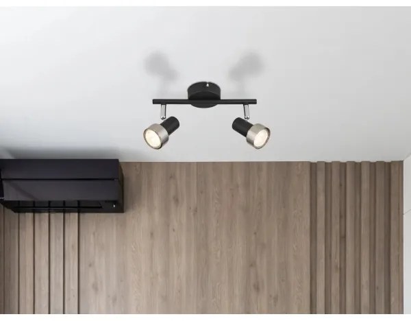 Globo 57917-2N - Faretto MASON 2xGU10/25W/230V nero/argento