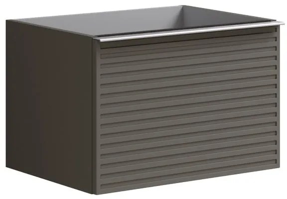 Mobile da bagno sotto lavabo Pixel stripes frontale grigio carbone e maniglia alluminio brillante laccato L 60 x H 40 x P 45.5 cm 2 cassetti, lavabo non incluso