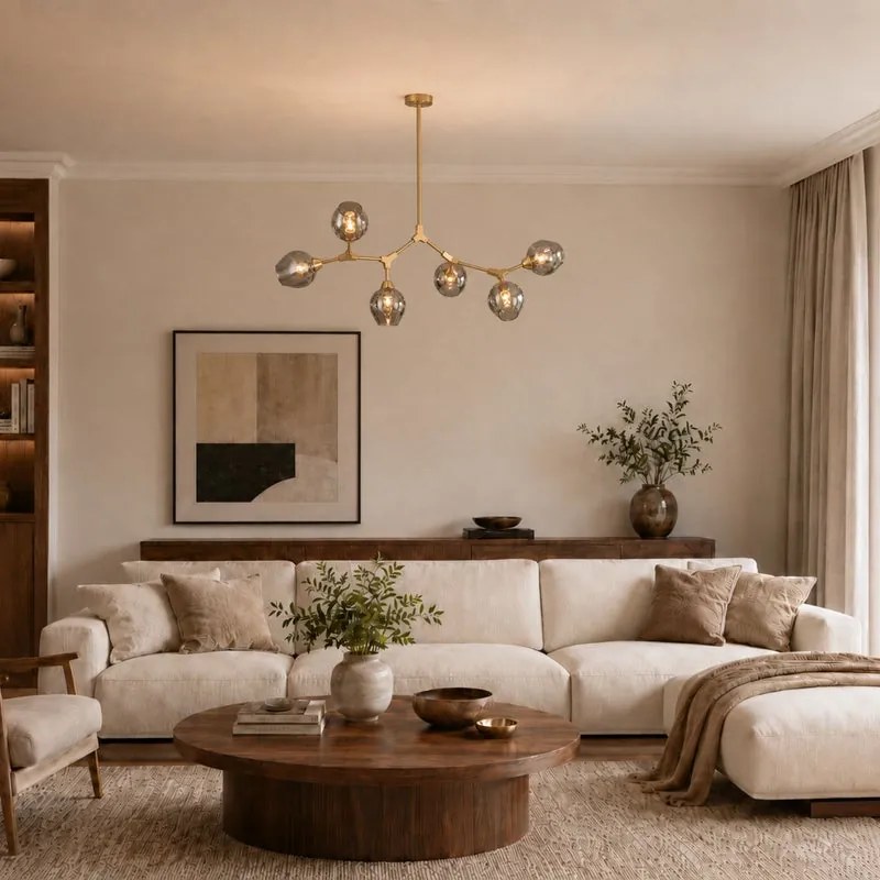 Lampadario Livorno dorato paralume fumo 6x E27 LA MIA LUCE