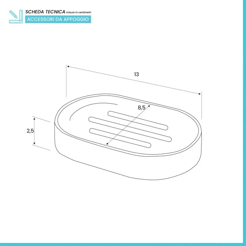 Piattino Porta Sapone Moderno In Plastica Tortora Da Appoggio