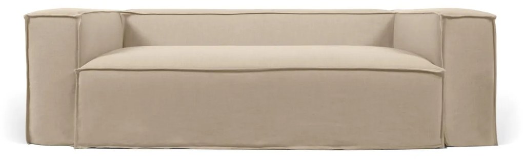 Kave Home - Divano sfoderabile Blok 3 posti in lino beige