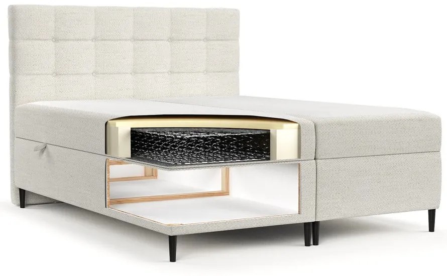 Letto boxspring crema con contenitore 200x200 cm Urbaneo - Maison de Rêve
