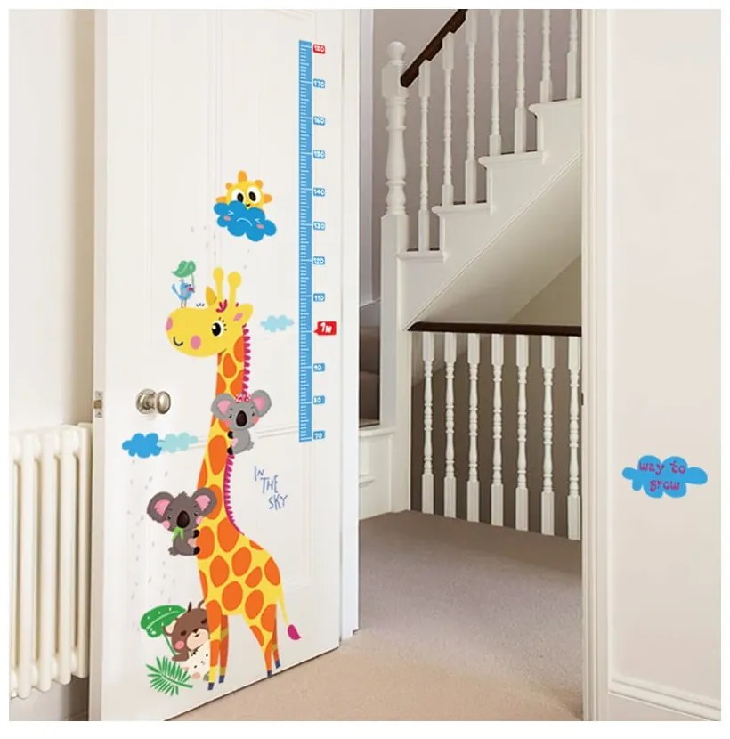 Adesivo per bambini - metro per porta o parete 60x120 cm Giraffe &amp; Koalas - Ambiance