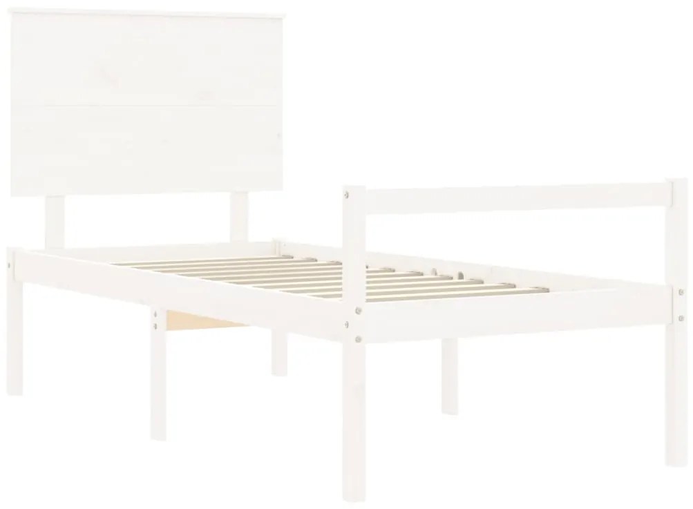 Letto per anziani bianco testiera small single legno massello