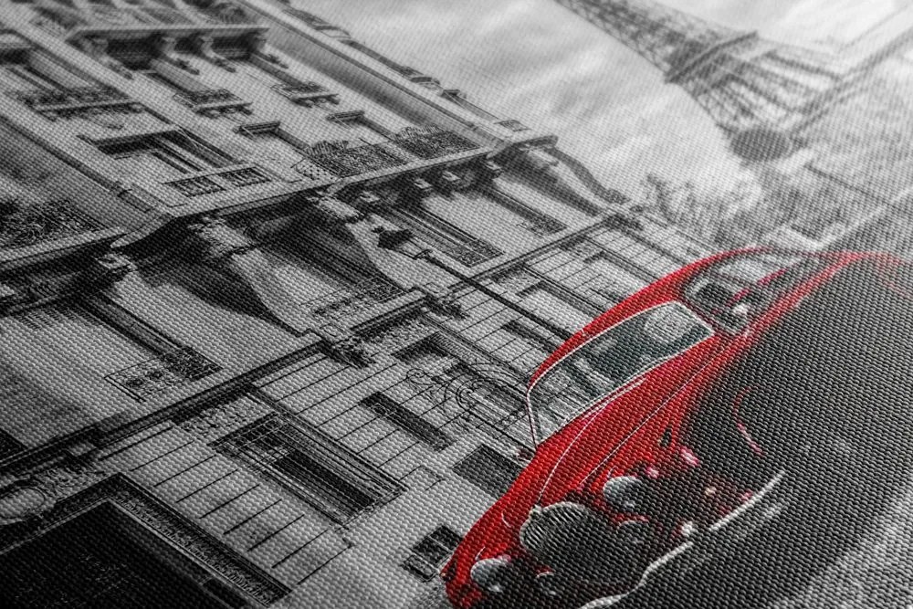 Stampa su tela – Auto retrò rossa a Parigi