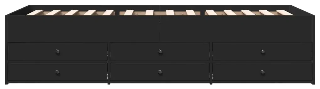 Divano letto con cassetti nero 100x200 cm in legno multistrato