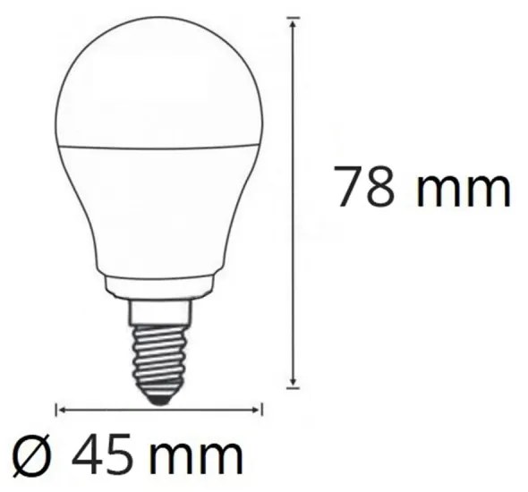 Lampadina LED E14 6W, 12/24V AC/DC, G45 Colore Bianco Caldo 3.000K