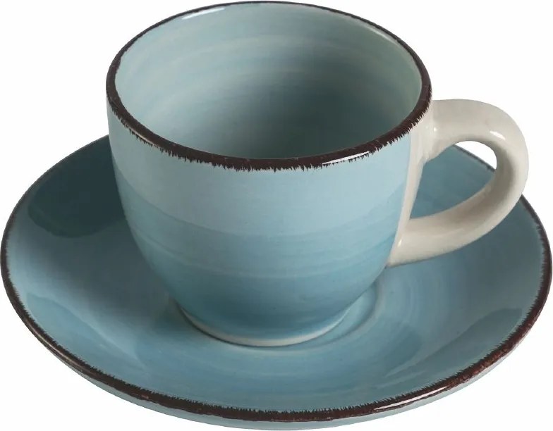 Set 6 Tazzine da Caffè con Piattino Ø6,8x5,6 cm in Gres VdE Tivoli 1996 Baita Acqua...