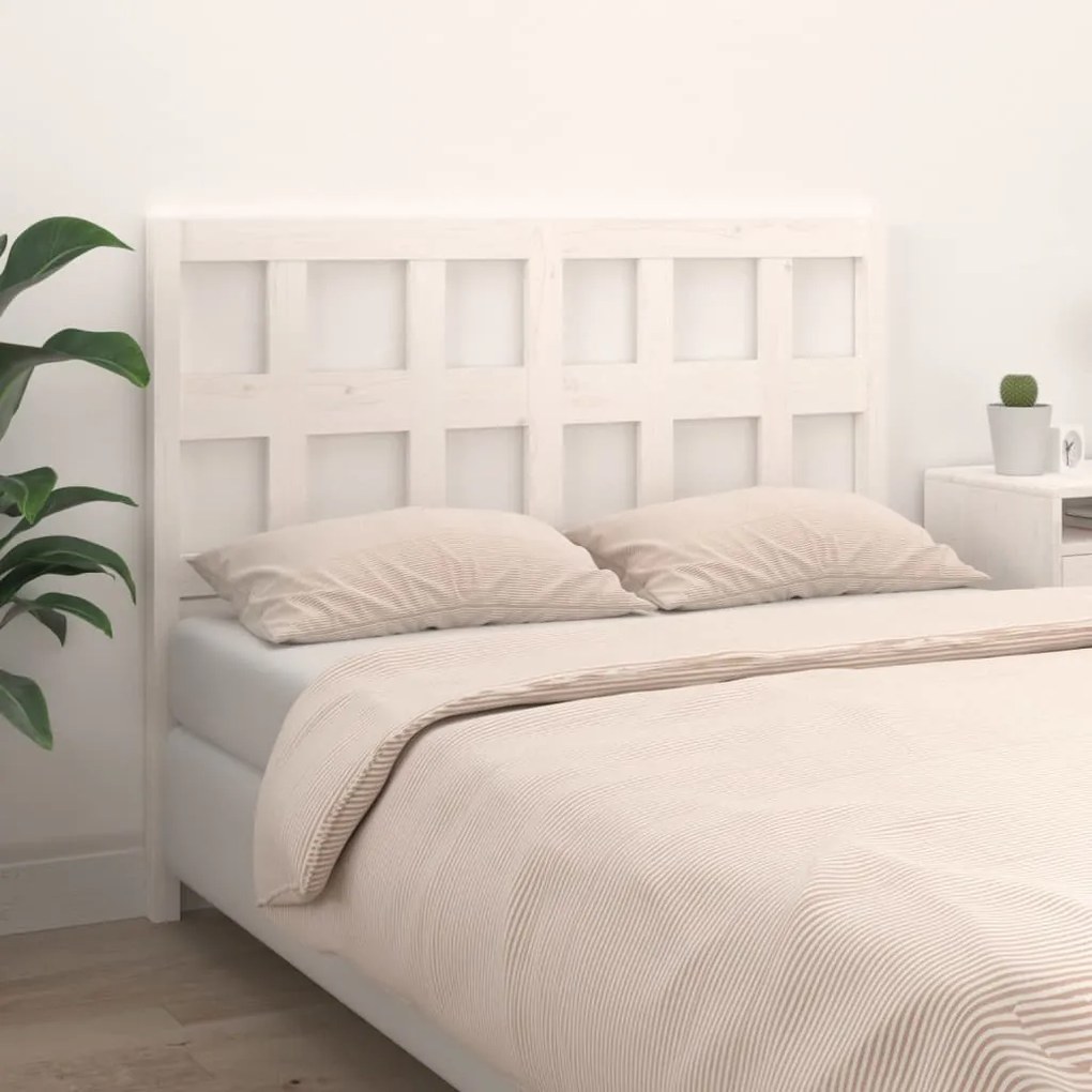 Testiera Per Letto Bianca 125,5x4x100 Cm Legno Massello Di Pino /