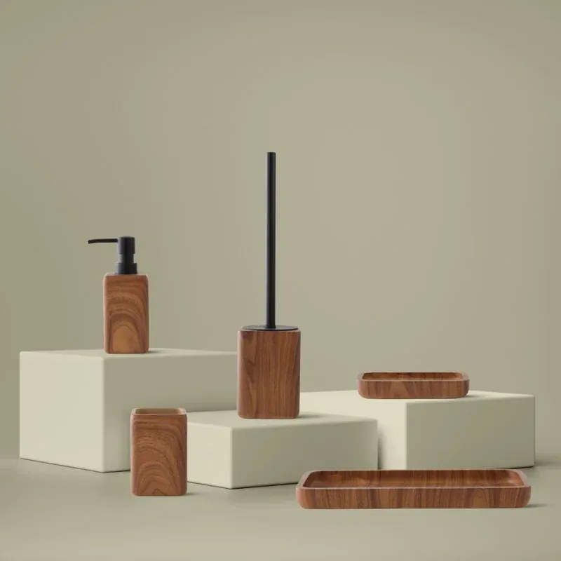 Porta scopino wc in poliresina dall'effetto legno Radici
