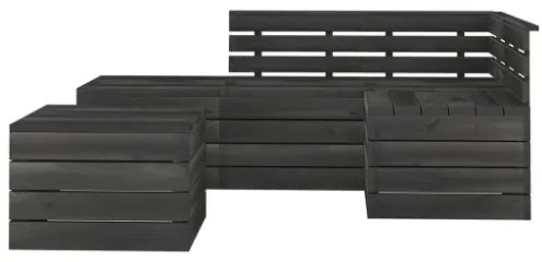 Set Divani da Giardino su Pallet 5 pz Legno Pino Grigio Scuro