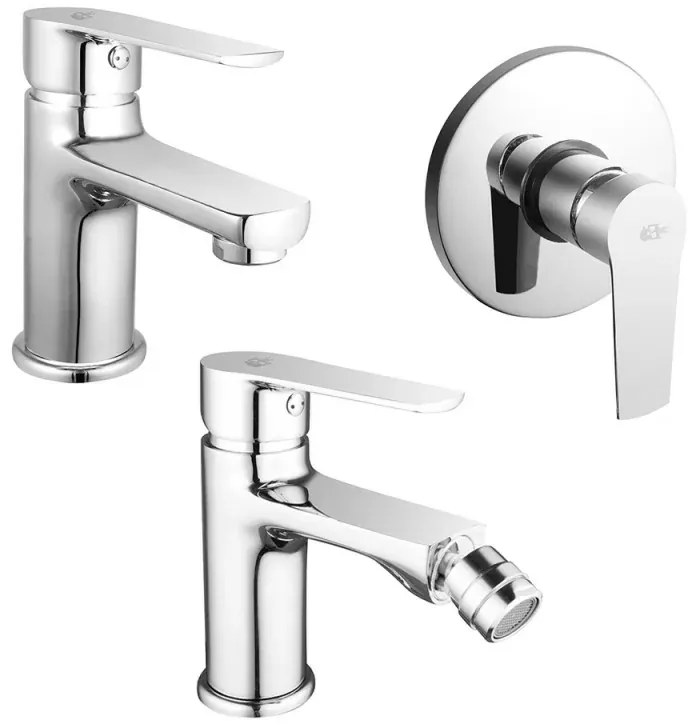 Set miscelatori lavabo bidet e doccia incasso cromato lucido Juliette