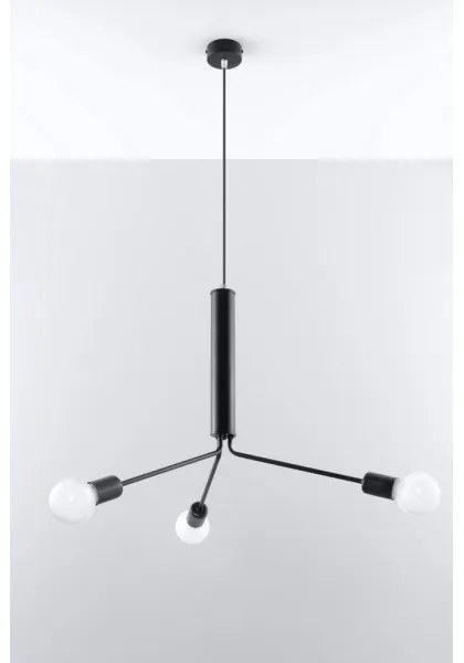 Lampadario a sospensione con filo DUOMO 3D 3xE27/60W/230V nero
