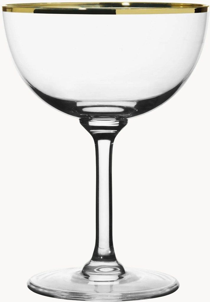 Set di 6 coppe da champagne in cristallo soffiato con bordo dorato Gold Rim