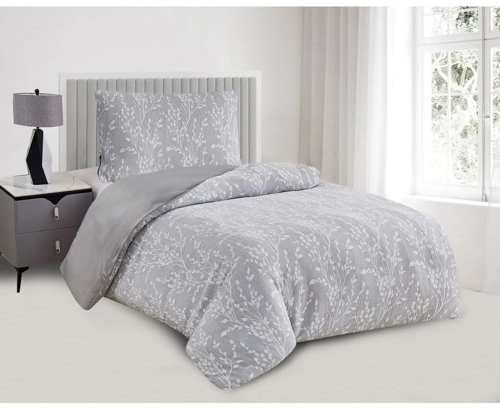 Biancheria da letto singola jacquard grigia 140x200 cm Boston - My House