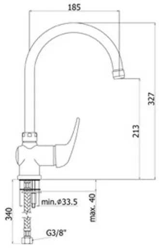 Miscelatore lavello canna tubo Paffoni serie Apollo APM 180 CR