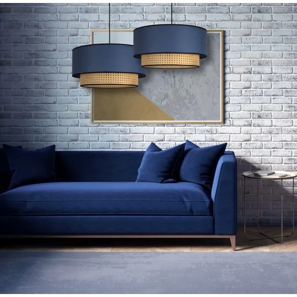 Duolla - Lampadario a sospensione con filo BOHO 1xE27/15W/230V diametro 45 cm blu/rattan