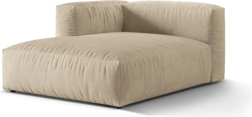 Parte divano componibile beige (con penisola a sinistra) con rivestimento in velluto Martina – Micadoni