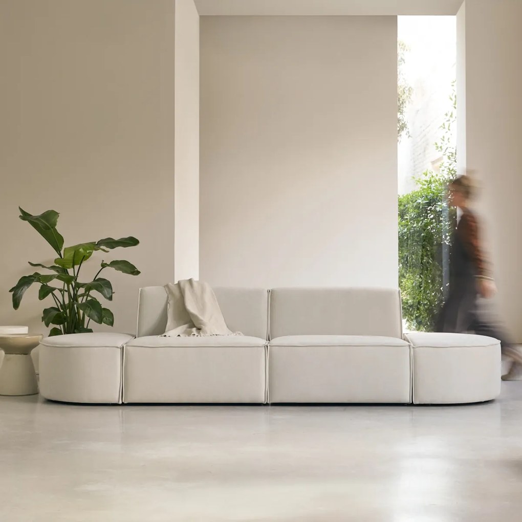 Tikamoon - Divano modulabile Dario 2 posti in tessuto beige